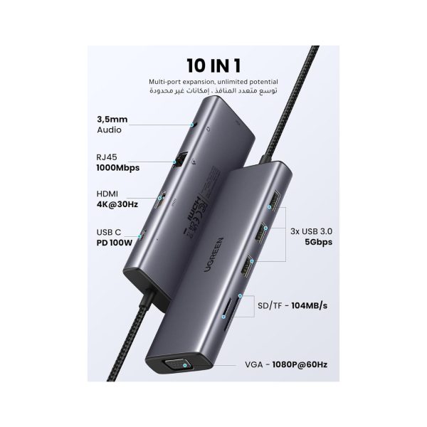UGreen 10 in 1 4K HDMI PD 100w USB C Hub (8)