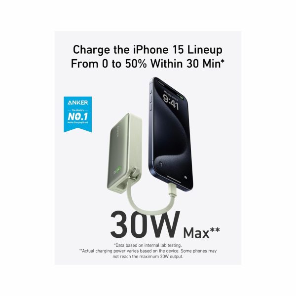 Anker 533 Nano Power Bank 10k 30W Built In USB C Cable Green (5)