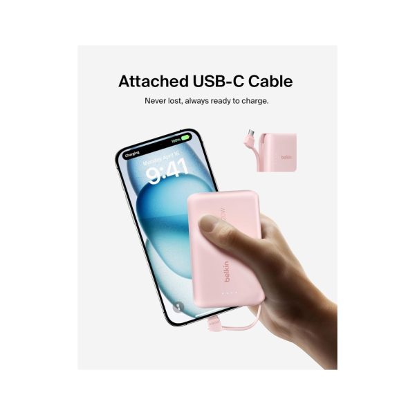 Belkin 10K PD Fast Charge Portable with Integrated Cable Pink (4)