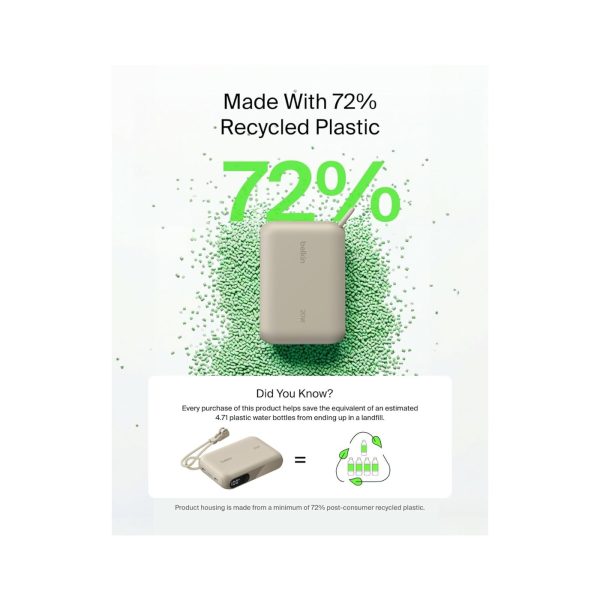 Belkin 10K mAh Portable Slim USB C Power Bank Sand (2)