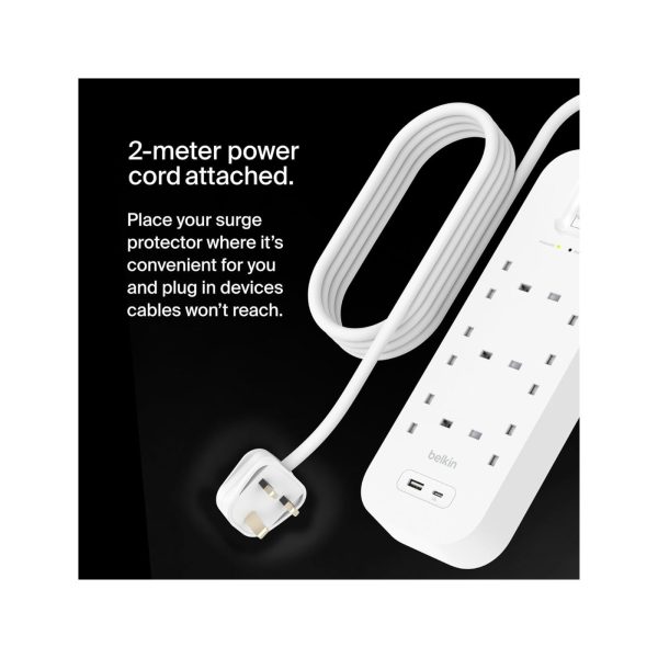 Belkin 6 Outlet Surge Protector Power Strip With 1 USB C1 USB A (2)