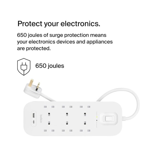 Belkin 6 Outlet Surge Protector Power Strip With 1 USB C1 USB A (6)