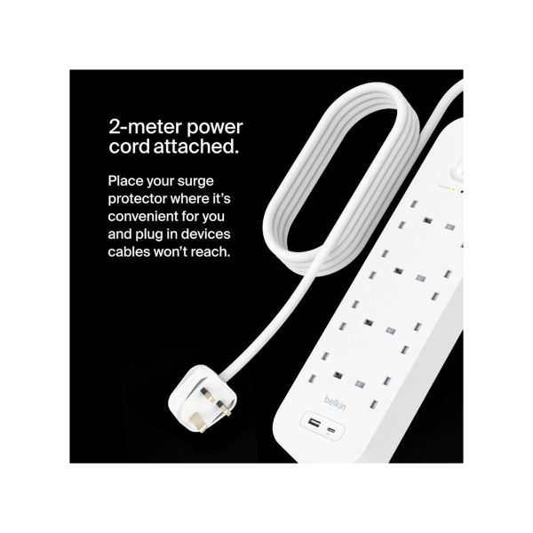 Belkin 8 Outlet Surge Protector Power Strip With 1 USB C1 USB A (2)