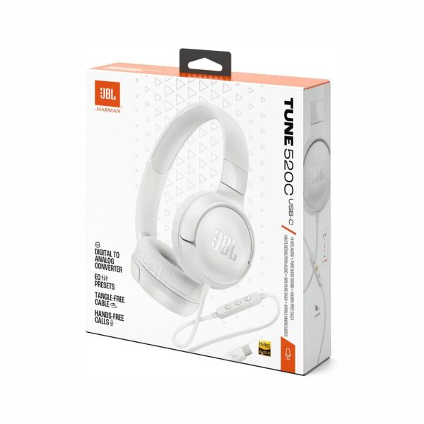JBL Tune 520C USB C Wired Headphones White (2)
