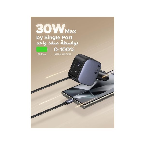 UGREEN 60W With Built in 30W USB C Cable Car Charger (5)
